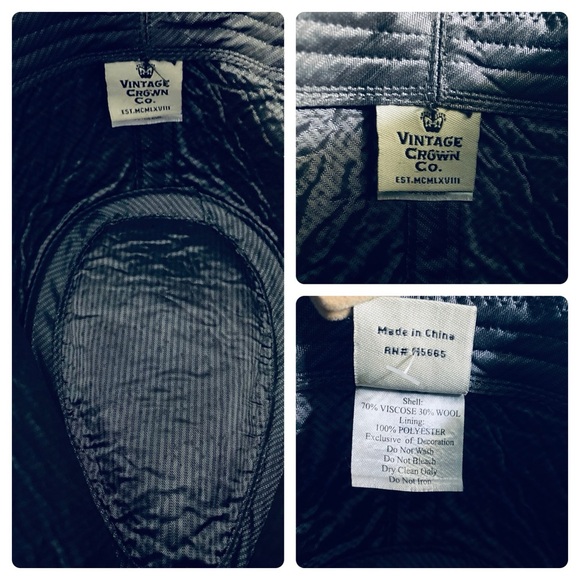 Vintage Crown Co. Grey Mens Wool Blend Trilby Hat - Picture 8 of 16